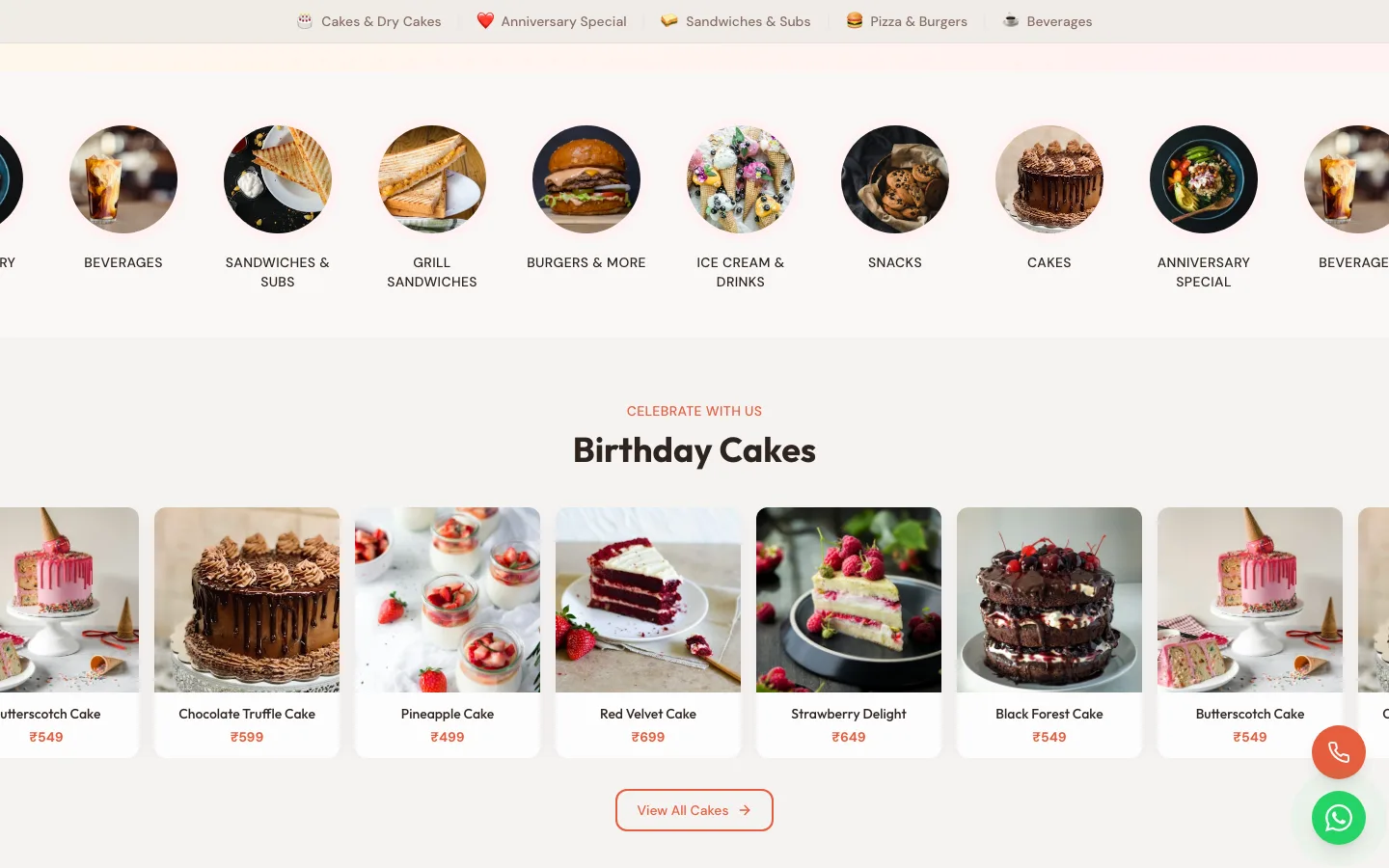 Dominique Bakers, Categories and birthday cakes