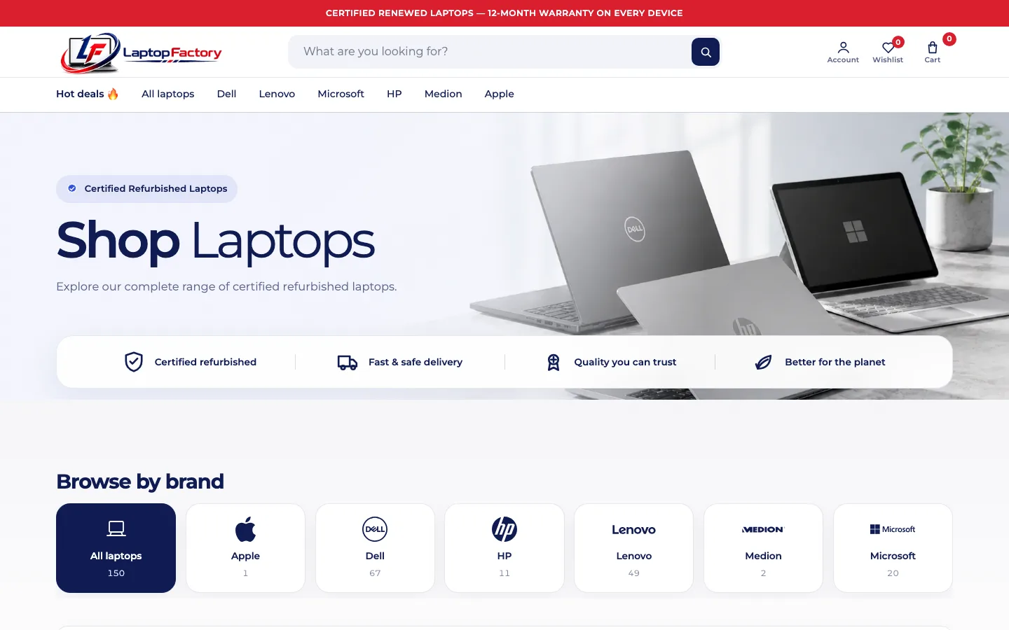 Laptop Factory, Shop landing