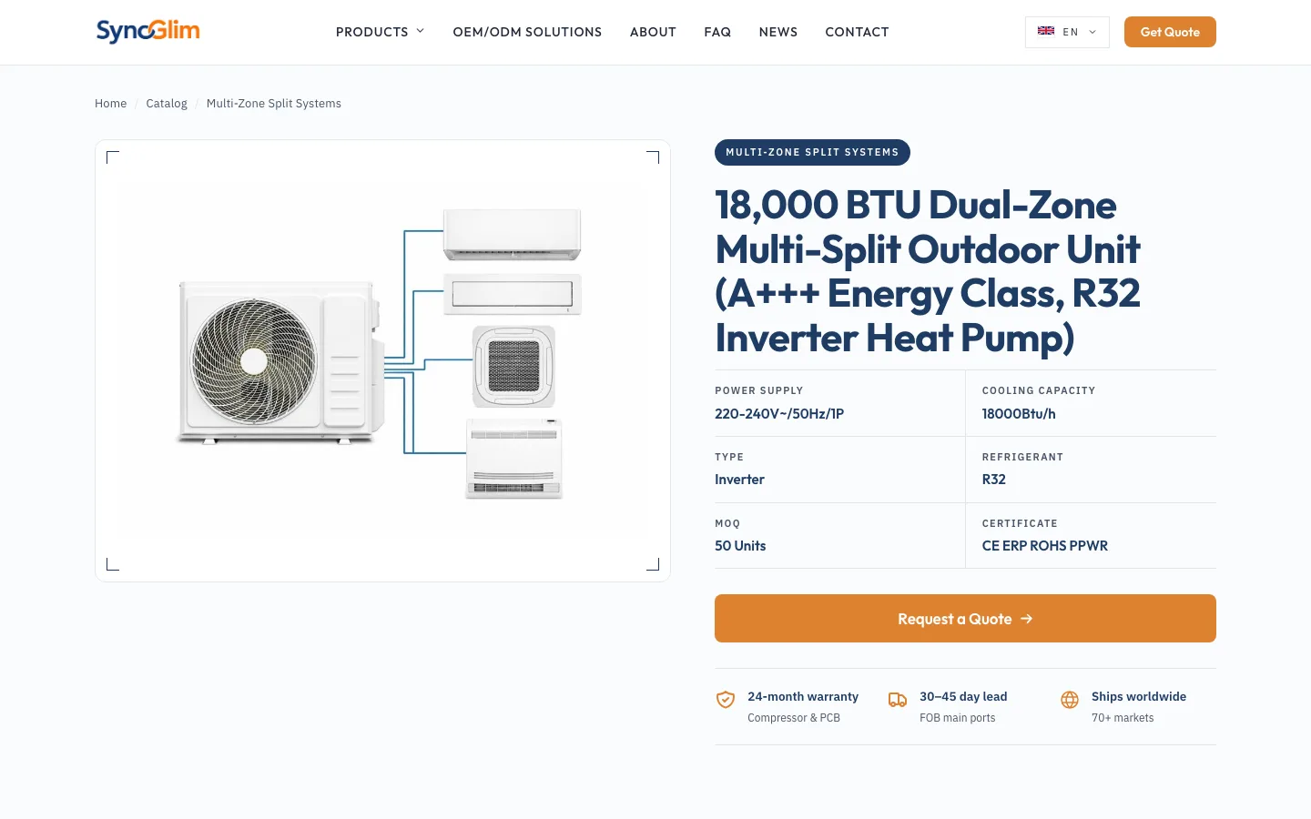 Syncglim, Product page with key specs