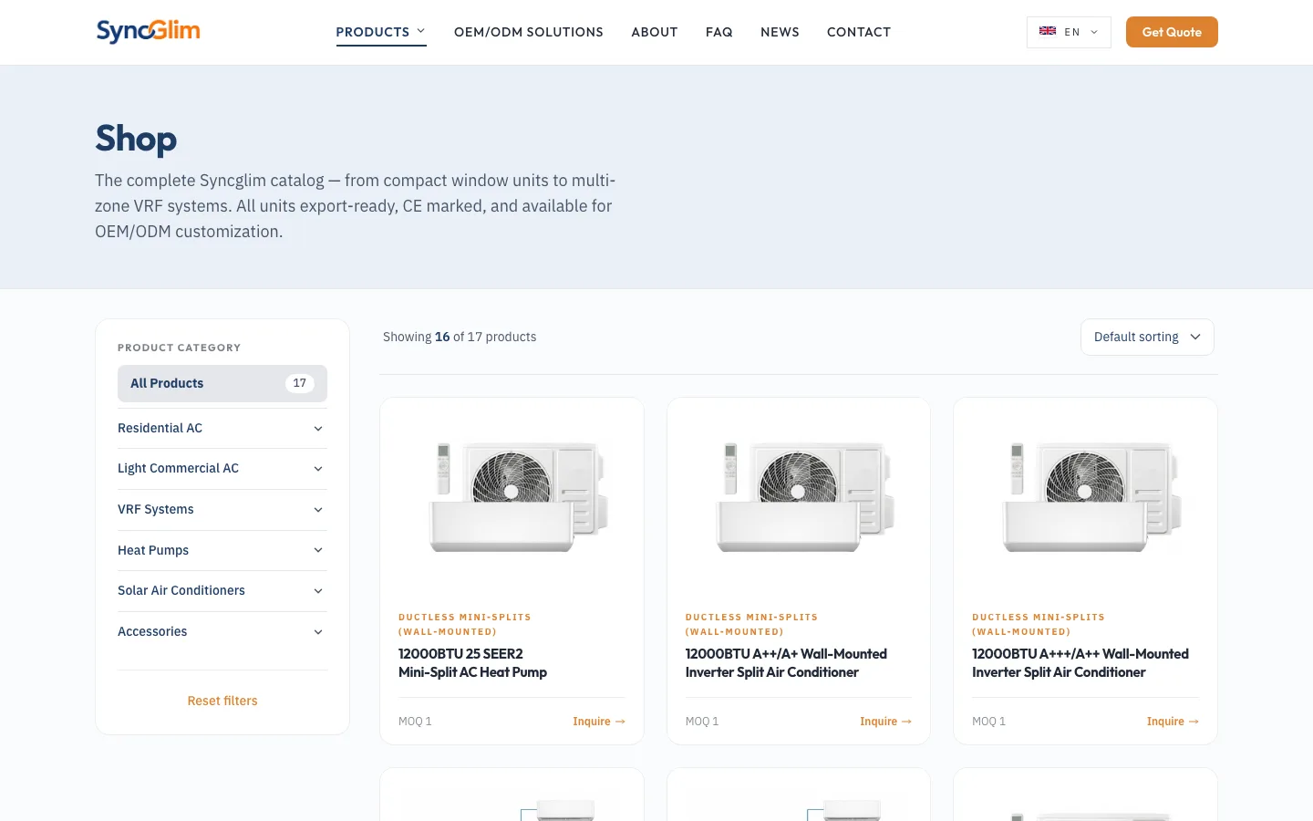 Syncglim, Catalog with category filter