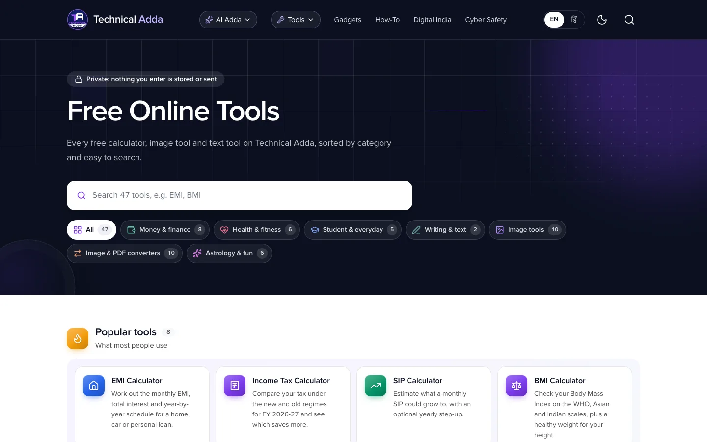 Technical Adda, All 47 tools