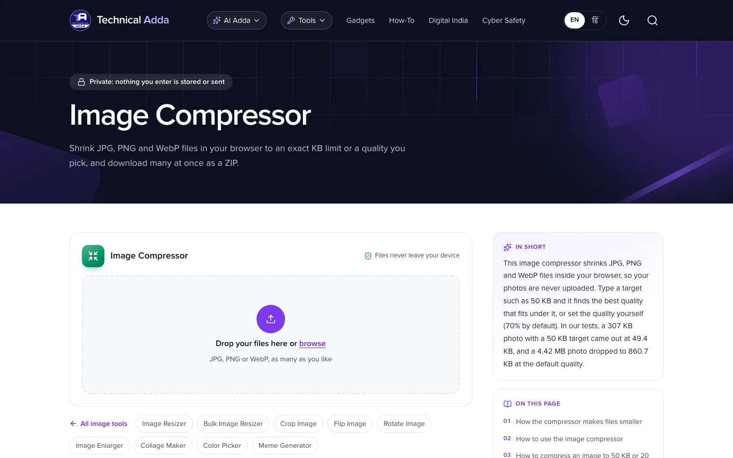 Technical Adda, Image compressor
